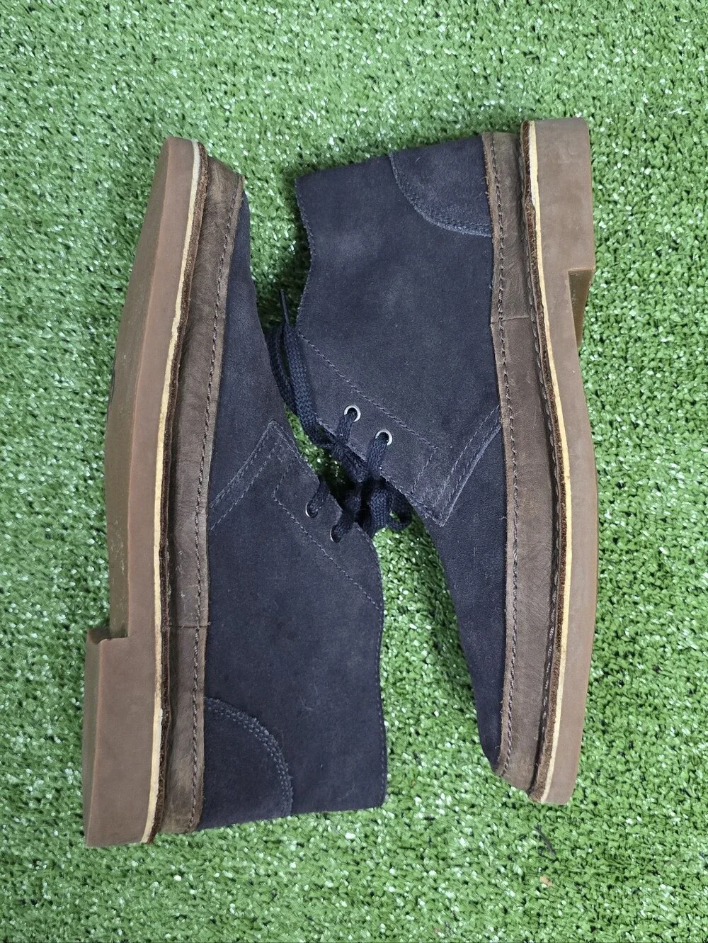 Clarks Bushacre Rand Genuine Leather Suede Chukka Boots Dark Navy Mens Size 9.5